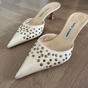 VTG manolo blahnik mules SZ 37 - cream with bronze detailing